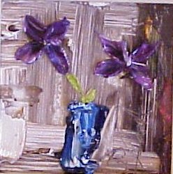 A01573 Purple flowers blue Pot