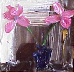 A01575 Pink Flowers Blue Pot